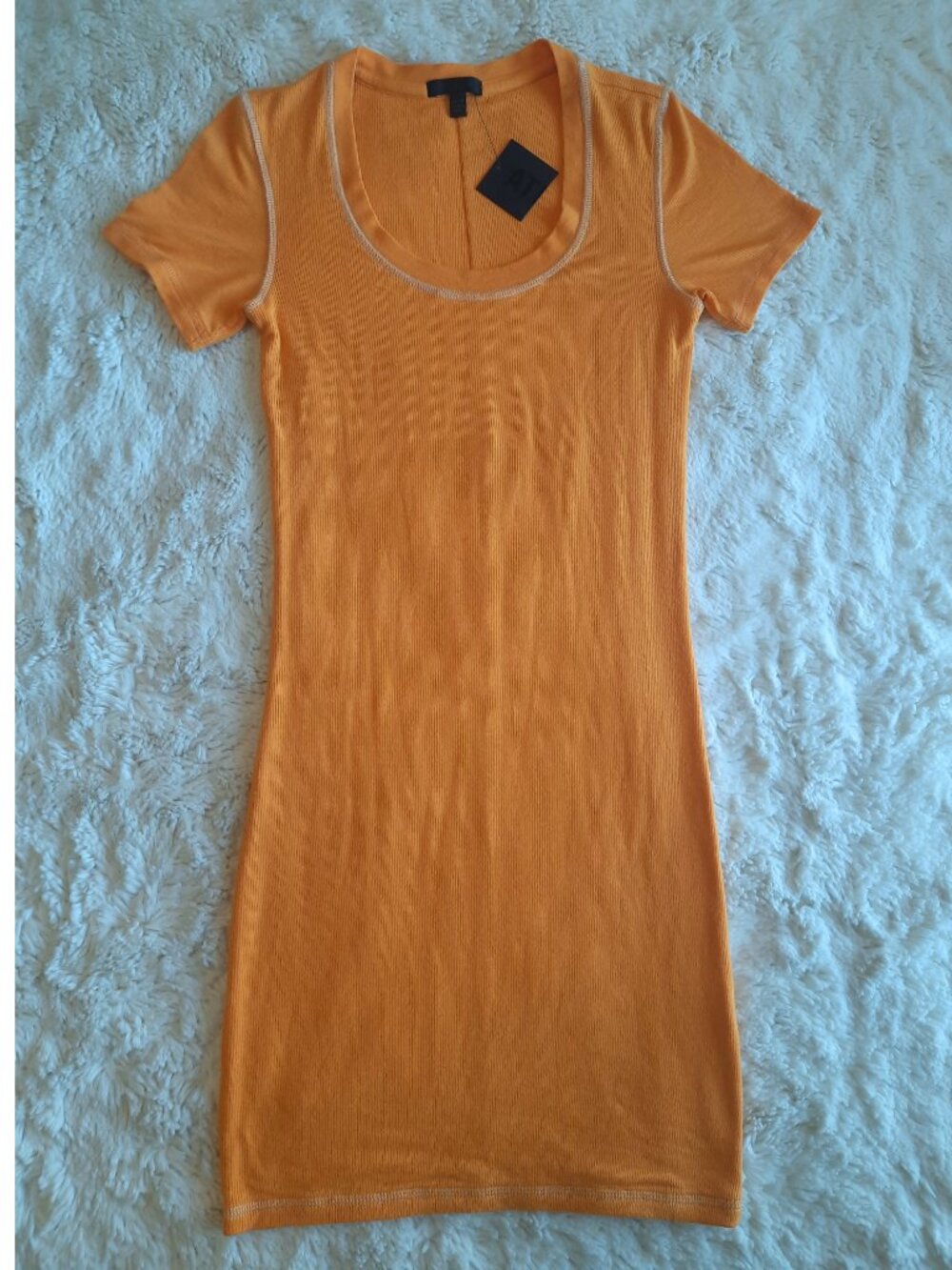Orange Tight Mini Dress Scoop-neck NWT